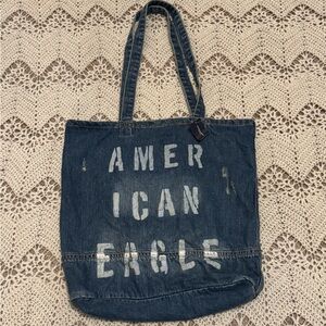 NWT American Eagle Blue Denim Tote Recycled Pants Tote Bag Y2K Cute Bag